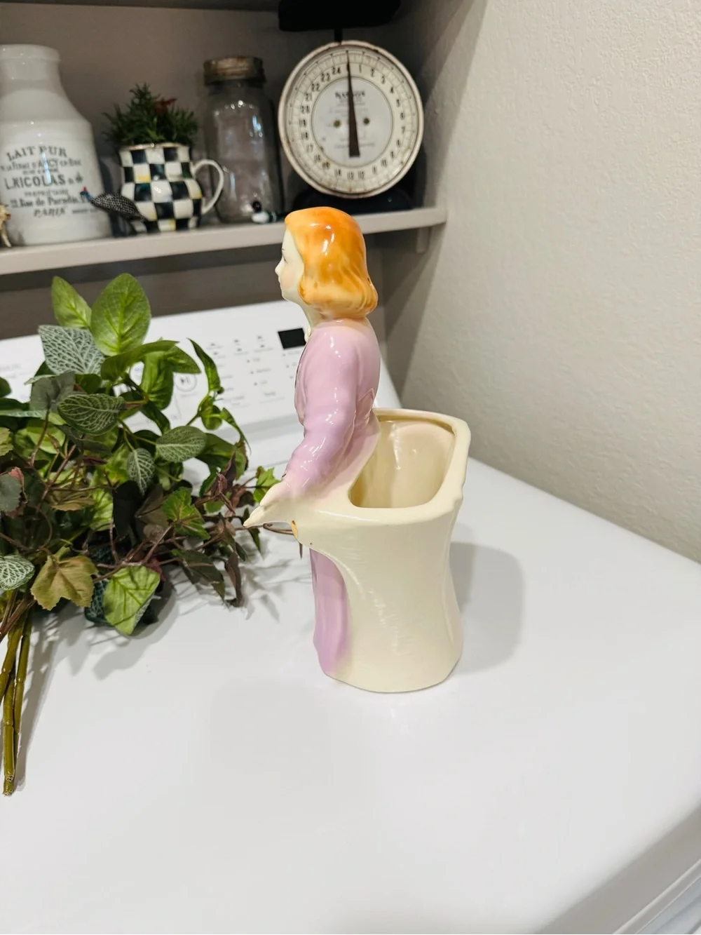 ❤️sold1950s Lady Head Vase Planter – Pink & Lilac Ceramic with Gold Accents - Picture 10 of 14